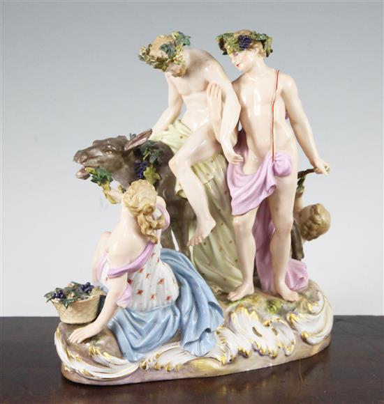 A Meissen mythological group of the drunken figure of Silenus